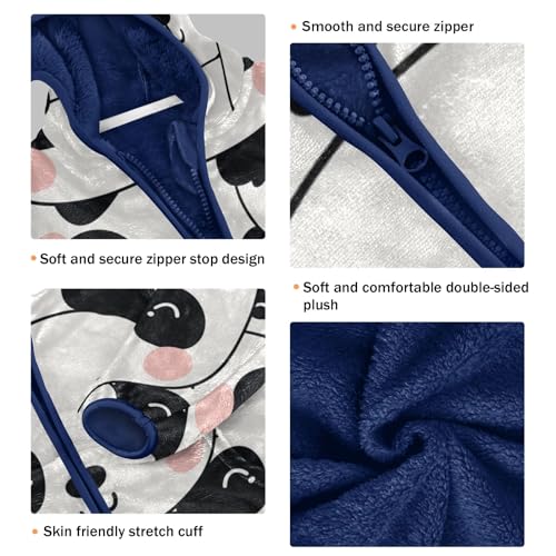 Boys Girls Fleece Jacket Cartoon Adorable Panda Print Kids Warm Hooded Outwear Coat3