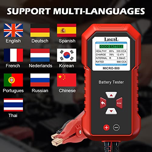 Lancol Micro 500 Car Battery Tester, 12V Lithium Battery Test 40-3000 Cca Cranking System Test Digital Lead Acid Battery Analyzer Automotive Alternator Tester Led Display #TOP7
