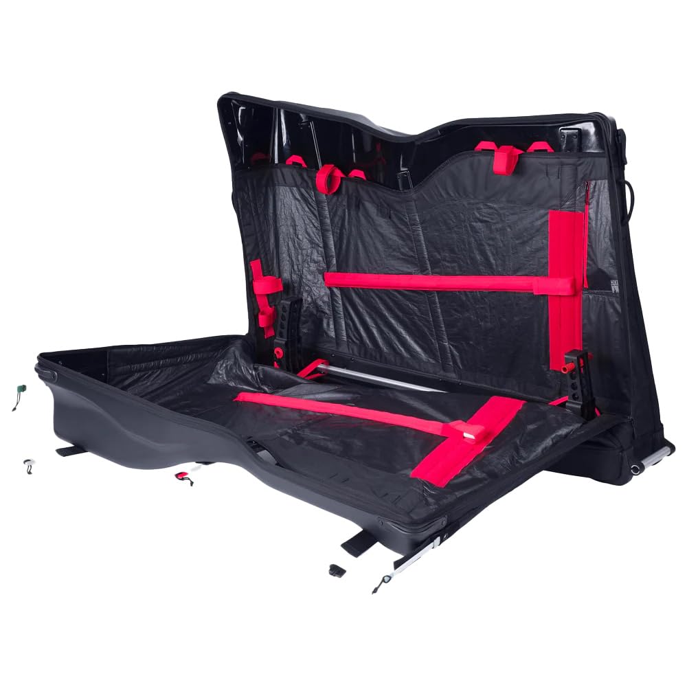 EVOC ROAD BIKE BAG PRO Walizka rowerowa (składana torba transportowa na rowery szosowe i triathlonowe, bez kokpitu i siodełka, CLIP-ON WHEEL 3.0, maks. rozstaw osi 112 cm, z BIKE STAND PRO)