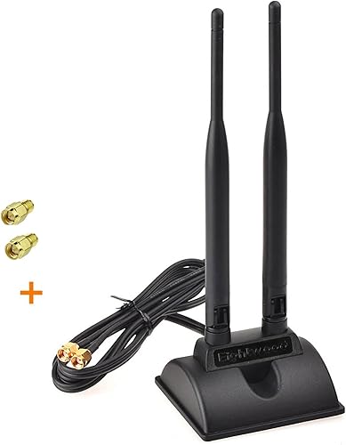 Miniatura 9 de Eightwood Antena WiFi con conector macho RP-SMA, antena de doble banda de 2.4 GHz y 5 GHz, base magnética para tarjeta de red WiFi PCI-E, adaptador
