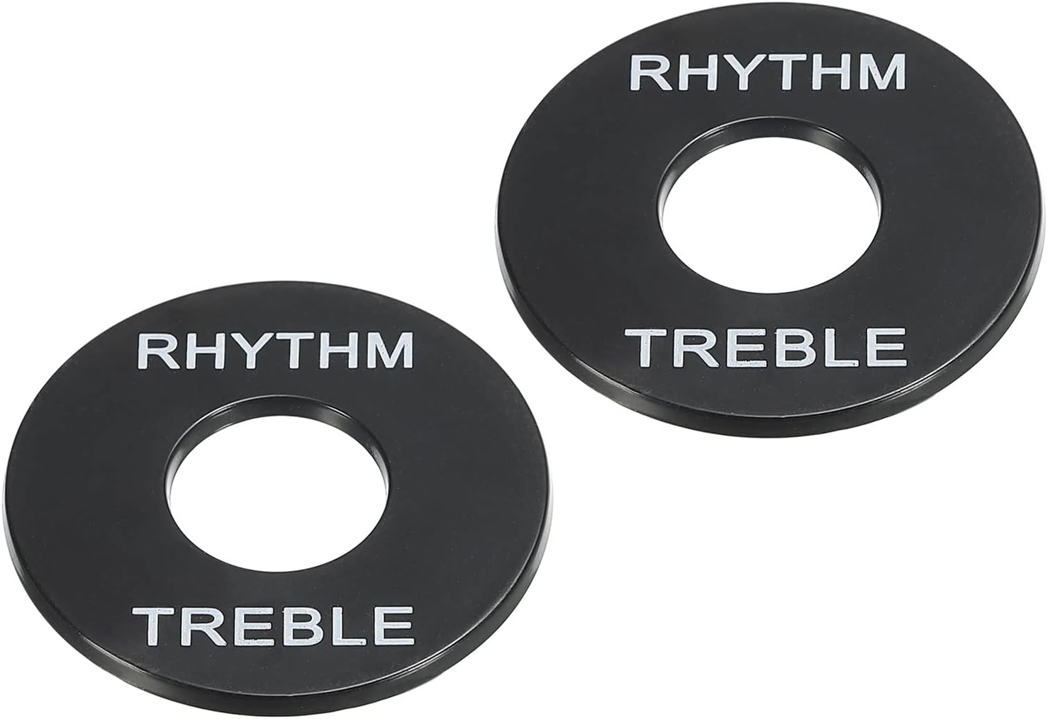 MECCANIXITY Guitar Toggle Switch Washer Plate Rhythm Treble Ring Black with White Letter for Electric Guitar Pickup 2pcs