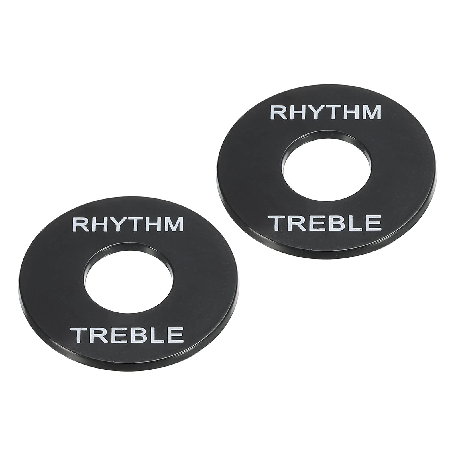 MECCANIXITY Guitar Toggle Switch Washer Plate Rhythm Treble Ring Black with White Letter for Electric Guitar Pickup 2pcs