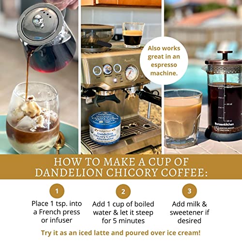 Organic Coffee Substitute | Ayurvedic Herbal Coffee Alternative | Chicory Coffee | Dandelion Coffee | Usda Organic, Caffeine Free, Acid Free | With Sweet Notes Of Carob | 50 Servings, 6Oz. #TOP4