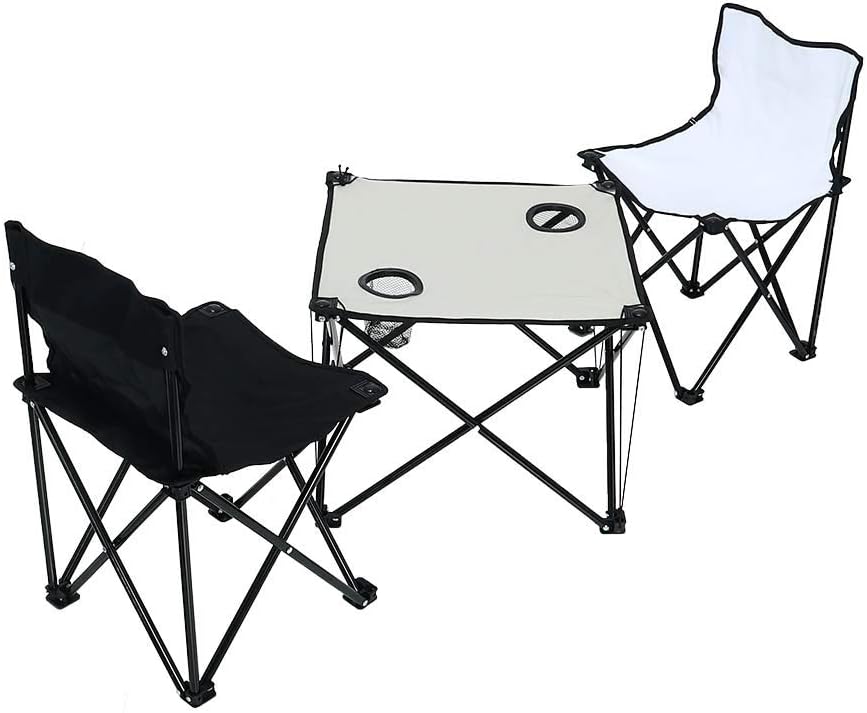 YAHOME Folding Camping Table For Kids With 2 Folding Chairs Outdoor Camping Table With Glass Holder Chair Set Carry Bag To Store For Outdoor Travel Beaches Backyard Fishing Table Chair Set