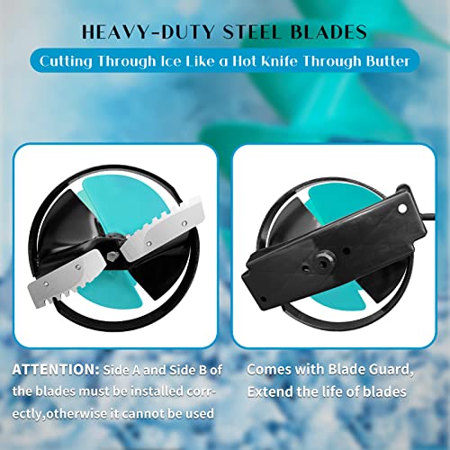 Oxyvan Ice Auger Drill,6”Diameter Nylon Ice Auger Fishing With Centering Point Blade,3 Adjustable Depths Up To 55 Inches,Including 2Pcs Replaceable Blades &Storage Bag(Drill Not Included) #TOP2