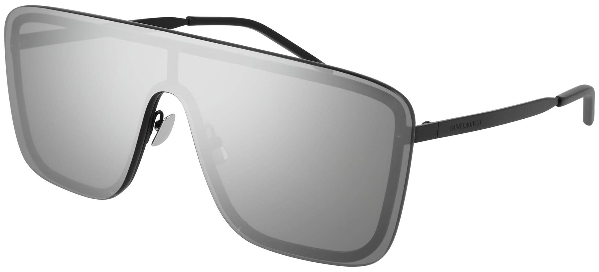 Yves Saint LaurentSaint Laurent Unisex Sunglasses Black Matte Frame, Grey Mirror Lenses, 46MM