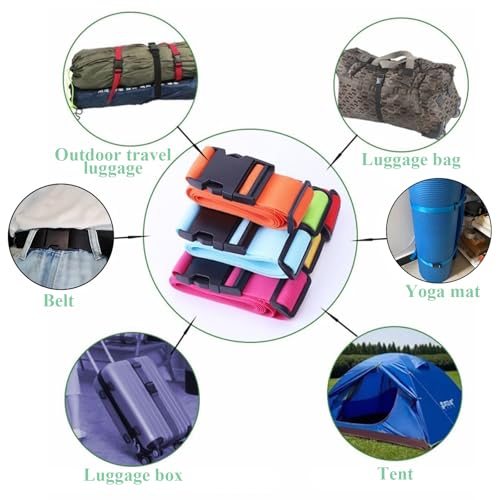 Image of 4PCS Luggage Straps for Suitcases & 2PCS Tags Set for Easy Identification,Travel Accessories for Safety,Luggage Strap for Travel Suitcase & Bag Closure,Rose Red