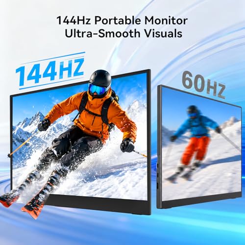 Image of Portable Gaming Monitor, 16-inch, 2.5K QHD, 144Hz | Travel Monitor with Built-in Speakers, Compatible with Laptops, Computers, Switch, Xbox, PS5, and PS4