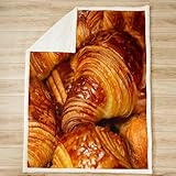 feelingyou Croissants horneados frescos arrojar manta, croissants y rollos de cama de tamaño B para niños marrón alimentos pan patrón decoración del hogar para silla