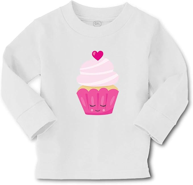 Amazon.com: Kids Long Sleeve T Shirt Kawaii Pink Cupcake Eyes Cotton Boy & Girl Clothes: Clothing
