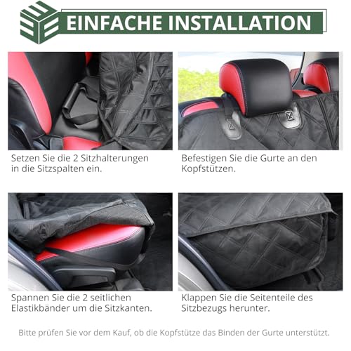EYPINS Hundedecke Auto Rückbank Kratzfeste, wasserdichte Autoschondecke Hund Rücksitz, rutschfeste, waschbare Hundeschutz Rückbank mit Hundegurt, Innenschutz für Auto LKW SUV| 137x125cm| Universal