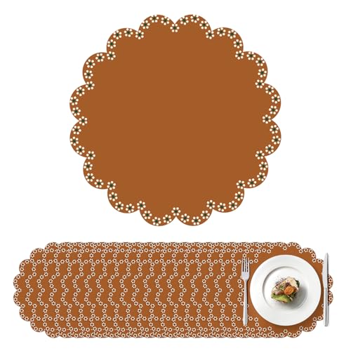 100 Pcs Platos De Barro Mexicanos Paper Placemats 13.5 Inches Cielito Lindo Party Decoration Disposable Scalloped Cinco De Mayo Paper Placemats for Fiesta Mexican Baby Shower Decor (Fiesta Mexicana)