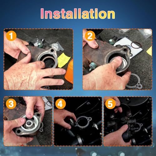 Image of Thermostat Kit (with Gaskets and a Housing Sleeve) Compatible with MerCruiser V-6 & V-8 4.3L 5.0L 5.7L 7.4L 8.2L Engine 1987-2016 Replace#: 807252Q5, 160 Degree