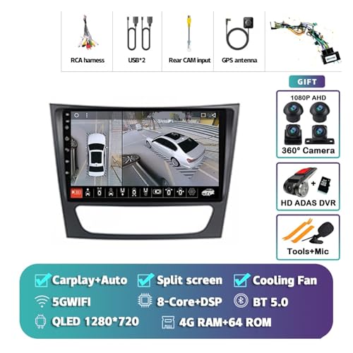 Autoradio 2K avec vision DVR 360 pour Classe E W211 navigation Android - 2