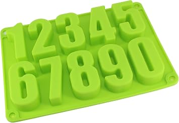 Large Silicone Number Mold 0-9 Chocolate Cake Biscuit Jewelry Gummy Baking Pan Soft and Easy to Release Crayon Handmade Soap Mold Ice Tray Mold Green Green