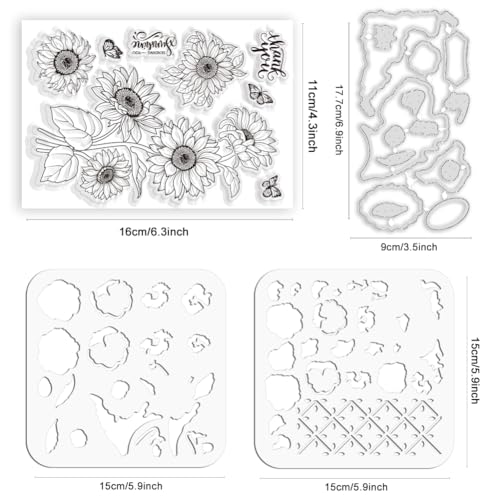 ORIGACH Realistic Pansy Stamps and Dies and Layering Coloring Stencil Set, Silicone Stamps Metal Die Cut and Flower Stencil Template for Card Making Scrapbooking DIY Crafting - Thumbnail 2