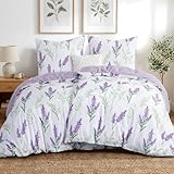 Tifschlaf Bettwäsche 135x200 4teilig, 2 Bettbezüge 135 x 200 mit 2 Kissenbezüge 80x80 cm, ÖKO-TEX Mikrofaser Bettwäsche-Sets Lavendel Muster Lila, Weich & Bügelfrei mit Reißverschluss