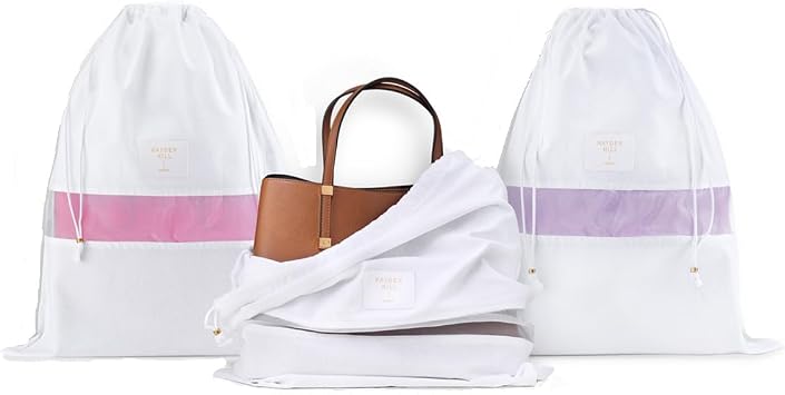 Hayden Hill Luxury Organic Cotton Dust Bags for Handbags Large 3 Pack | 23" Purse Storage, Protects From Dust & Light, Drawstring Closure, Shoe Dust Bags, Bag Cover, Certified Carbon Neutral