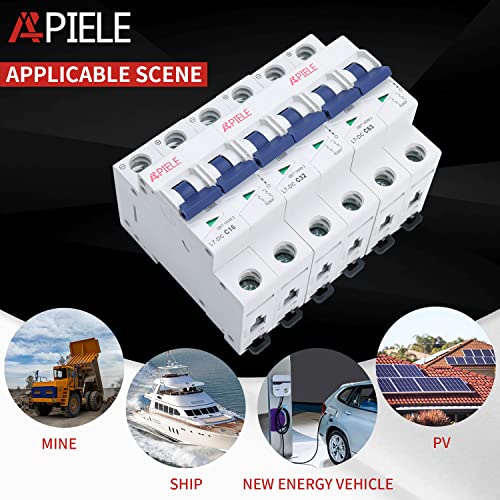 Apiele 32A Dc Circuit Breaker Miniature 500V 2P Mini Home Circuit Breaker Thermal-Magnetic Trip Low Voltage Protector For Solar Pv (Dc-32A) #TOP6