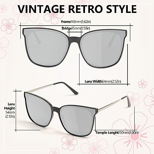 Image of Trendy TAC Polarized Square Sunglasses for Women Men, Oversized Lightweight TR90 Frame UV400 Protection