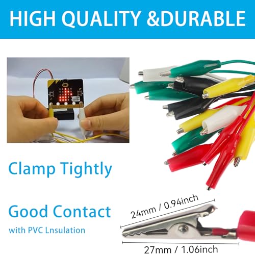 Image of Alligator Clips Electrical, 10Pcs Alligator Clips with Wires Set, 5 Colors Test Leads Cable Double-Ended Clips for Circuit Connection, Power Supply Testing, Jumper Wires Testing (18.87 in)