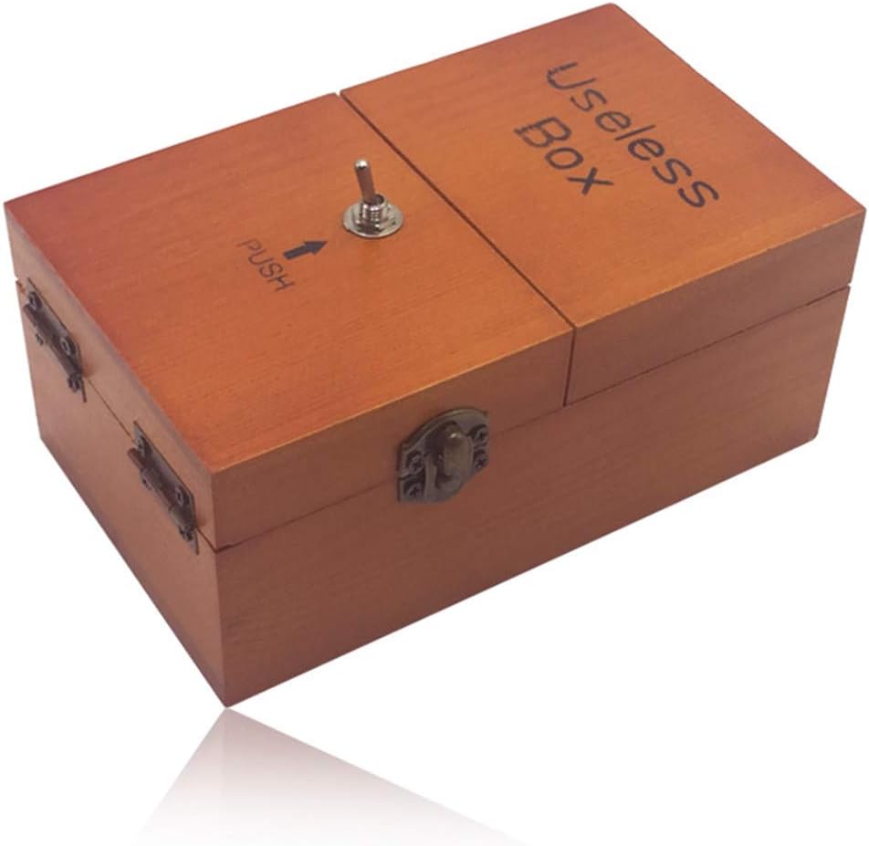 Longzhuo Broad game Tricky toys Useless box Creative adult funny toys Kids gift Fun party toys Wooden toys (Useless Box-Brown)