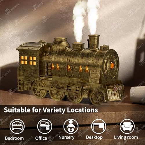 Diffuserlove Essential Oil Diffuser 300ML Train Cool Mist Humidifier Quiet Aromatherapy Diffuser with Night Light for Bedroom Desk by Diffuserlove - Image 5