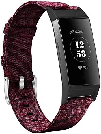 hooroor Canvas Woven Band Compatible for Fitbit Charge 4 / Charge 3 Bands and Charge 3 SE Band, Soft Breathable Fabric Cloth Replacement Wristbands Sports Accessories Small Large for Women Men