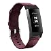 hooroor Woven Fabric Breathable Replacement Bands Compatible for Fitbit Charge 3 and Charge 3 SE Fitness Activity Tracker, Soft Accessory Sports Band Wristbands Strap Women Men (Red Colth, Large)