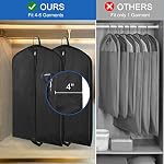 Garment Bags for Travel 43" 2 Pack, Hoprfire Suit Garment Covers with 4" Gussetes for Closet Storage for Men Breathable Foldable Hanging Bags Waterproof for Suit, Clothes, Custom, Tuxedo, Shirts, Coat