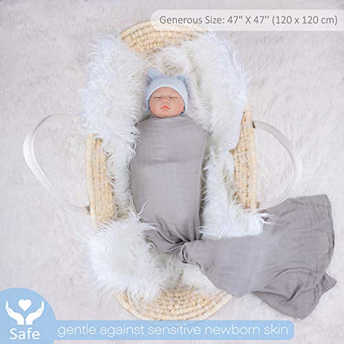 Meracorallo Muslin Swaddle Blanket Silky Soft Receiving Blanket Neutral Swaddle Wrap For Baby Boys And Girls, 47 X 47 Inches, Set Of 3 Solid Color (Green+Beige+Gray) #TOP2