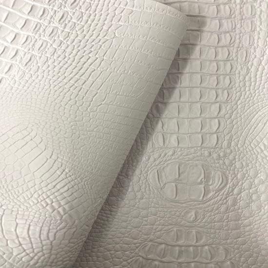 White Amazon 3D Embossed Gator Faux Leather Vinyl Fabric - Sold by The Yard - 56"