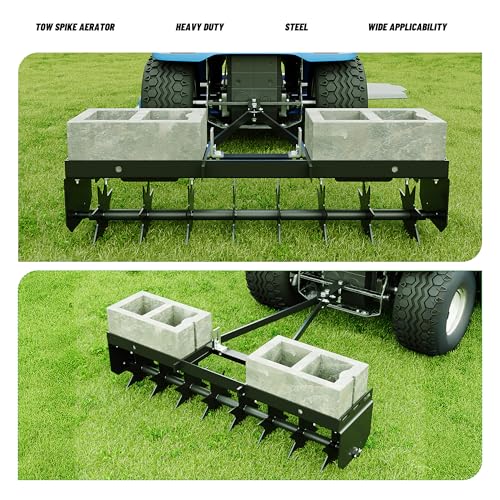WUTIST 32 in Tow Behind Spike Aerator W/ 8 Spikes, Hitch Pin Attach to Lawn Tractor, Most ZTRs, ATVs Soil Mower Hitch, Lawn Soil Penetrator for Gardens, Lawns, Farms - Thumbnail 5