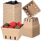 Reallnaive 20 Pack Berry Basket Natural Pulp Fiber, Molded Strawberry Basket Produce Vented Container for Fruit and Vegetable, Farmer Market, Grocery Store, Backyard Party Favors (1 Pint)