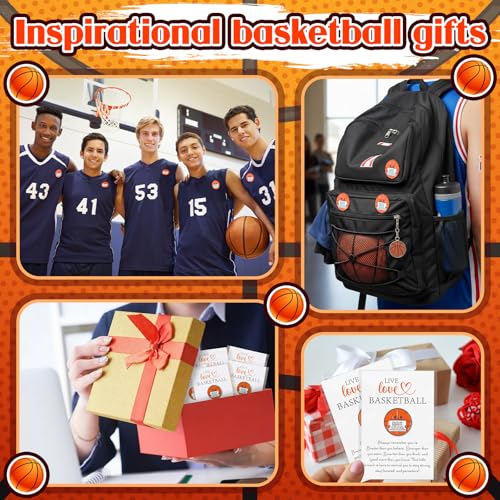 Kenning 24 Set Basketball Pins Lapel Pins Gift for Sports Basketball Lovers Player Inspirational Gift Brooch with Greeting Cards for Backpack Hat Decor Accessories Birthday Party Supplies Favor
