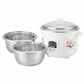 Faber 1.8L Rice Cooker|700watts|2 Stainless Steel Pot|Cool&Warm Mode|Floral White Finish| 2yrs Warranty on Product & 5yrs on Heating Element|Cool Touch Handle|LED Indicators|FRC Sydney 1.8 SS2