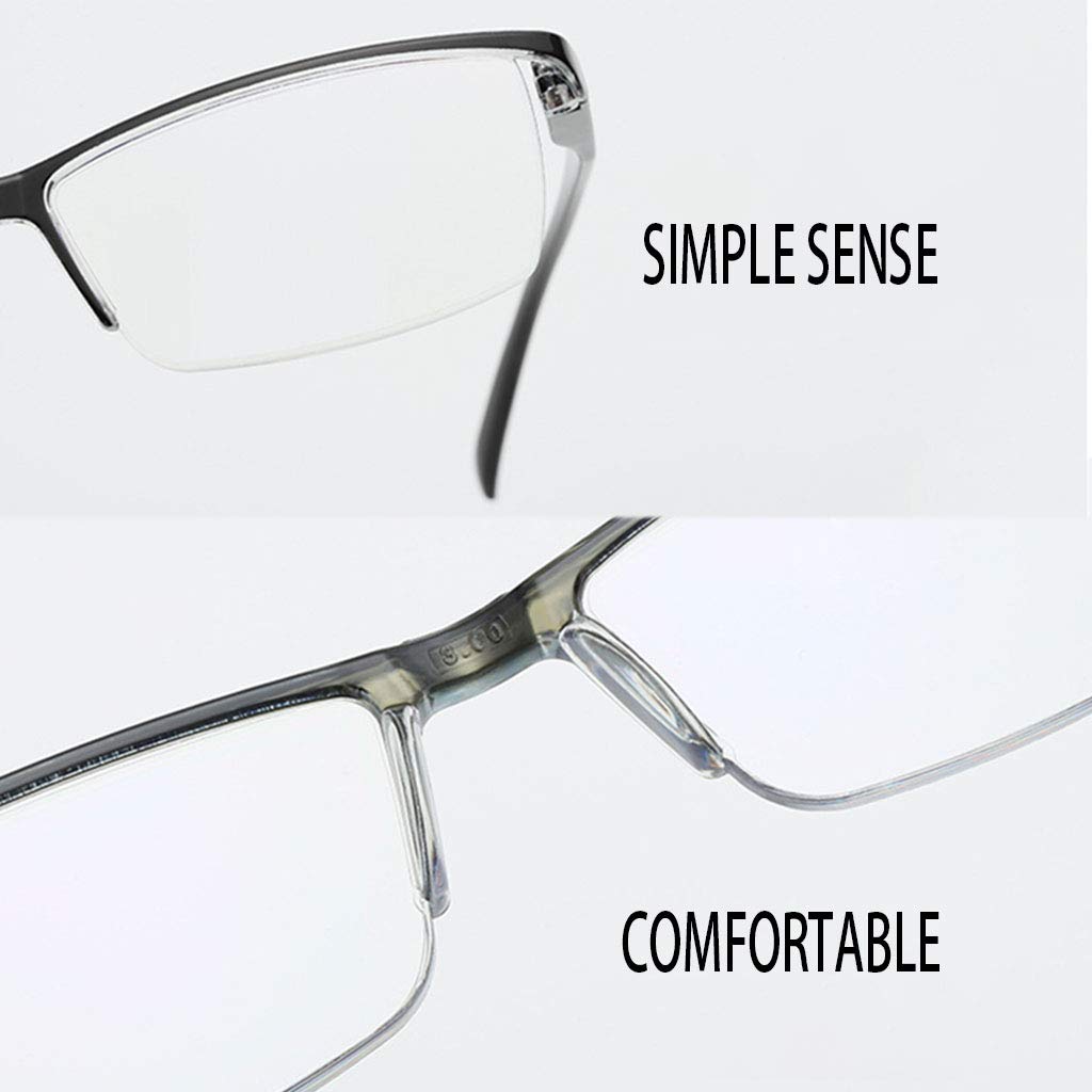 Okulary do czytania w połowie ramki Okulary blokujące niebieskie światło Mężczyźni Metalowa rama Prostokąt Czarne brązowe czytniki słońca (Color : Brown, Size : 3.5)