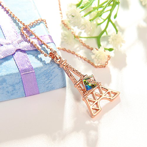 Paris Eiffel Tower Charm Pendant Necklace For Women Rose Gold/Platinum Plated Jewelry Crystal Necklaces #TOP3