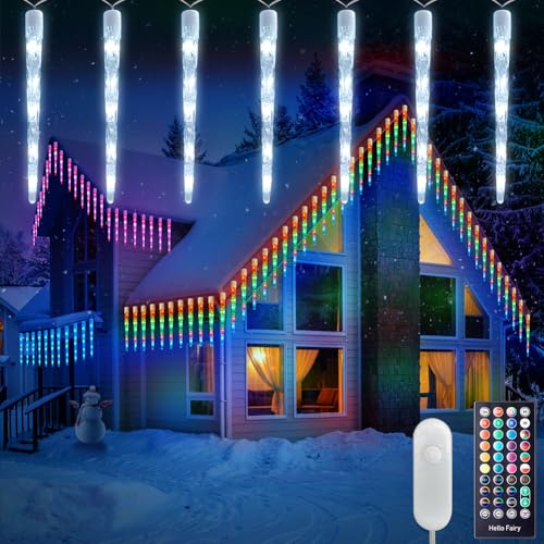 Color Changing Icicle Lights Outdoor 32.8FT 20 Tubes 100 LED