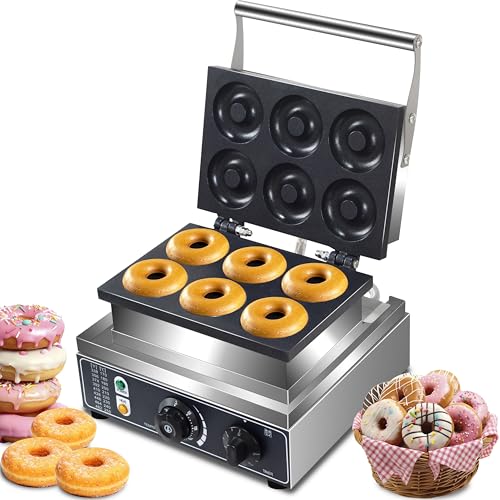 Image of AEYDJXMER 110V Us Plug Commercial Waffle Donut Machine 6 Holes Double-Sided Heating 50-300℃,Donut Machine,Mini Donut Machine, Electric Doughnut Maker 1550W,Essential Snacks For Party Stalls, YD-6A