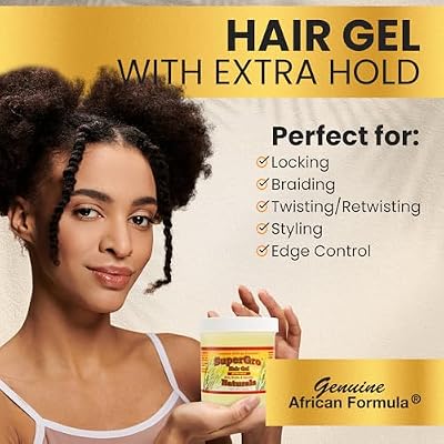SuperGro Hair Gel with Extra Hold - For Braiding, Locking, Instant Edge Control, Twisting, Retwisting - Natural Grip Jam for Neat Shining - Braid, Loc Care Gel with Black Castor Oil - 8 Oz