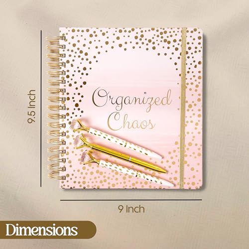 Votum 18-Month Day Large Planner, 2024-2025, Daily, Weekly & Monthly, January 2024-June 2025, Organized Chaos - Appointment Book with 3 Sticker Sheets, Twin-Ring Binding, Notes Pages - School & Work