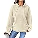 Womens Drawstring Long Sleeve Hoodies Trendy Winter Casual Waffle Pullover Tops Fall Hooded Sweatshirt with Pocket (Apricot,XX-Large)