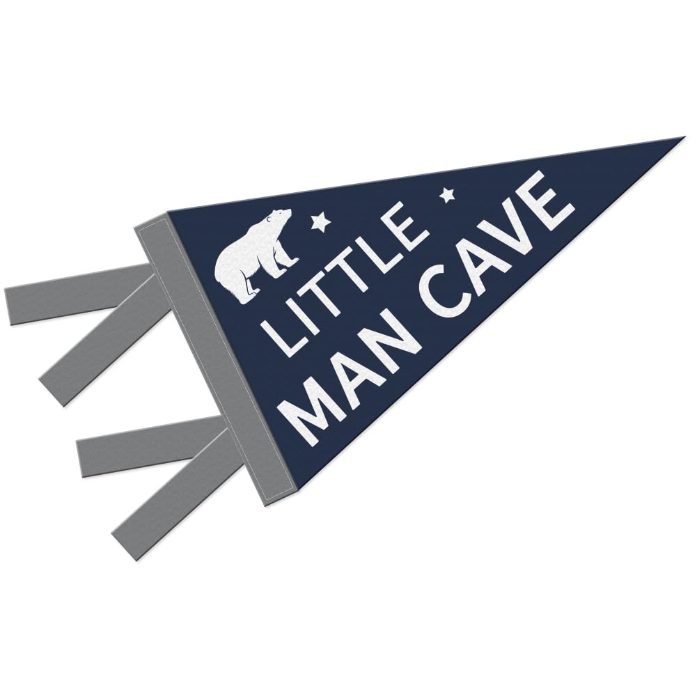 ORIGACH Little Man Cave Pennants Banners, Interesting Felt Pennant Flag for Little Baby Nursery Room Bedroom Playroom Decor, 7.9×17.7 Inch