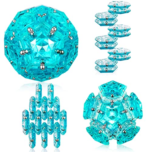 Roomyroc Magnetic Fidget Sphere - Pentagons Magnets Balls - 12 Piece Set - Crystal Lake Blue - Magnet Fidgets Toy - Creativity Beyond Imagination, Inspirational, Recreational, Desk Toys For Adults #TOP21