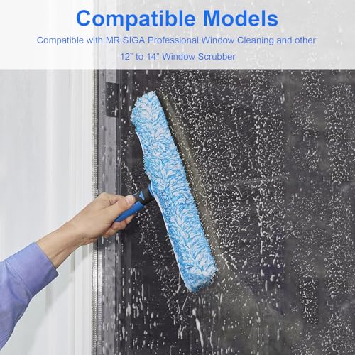 Image of 14 inch inch Microfiber Window Scrubber Refill Replacement Compatible with MR.SIGA Professional Window Cleaning, Reusable Squeegee Cloth Sleeve (6 Pack)