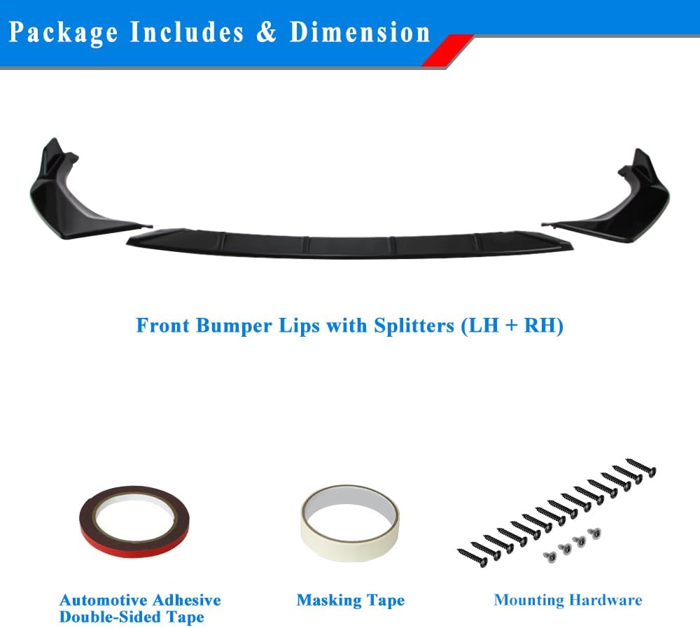 G30 Front Lip Spoiler Compatible with 2021-2023 BMW 5 Series G30 Sedan Front Bumper Lip (LCI), Gloss Black Painted MK Style