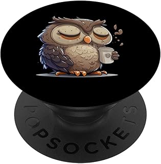 Cute Owl Coffee Bird Animal Sleepy Morning Owls PopSockets Swappable PopGrip