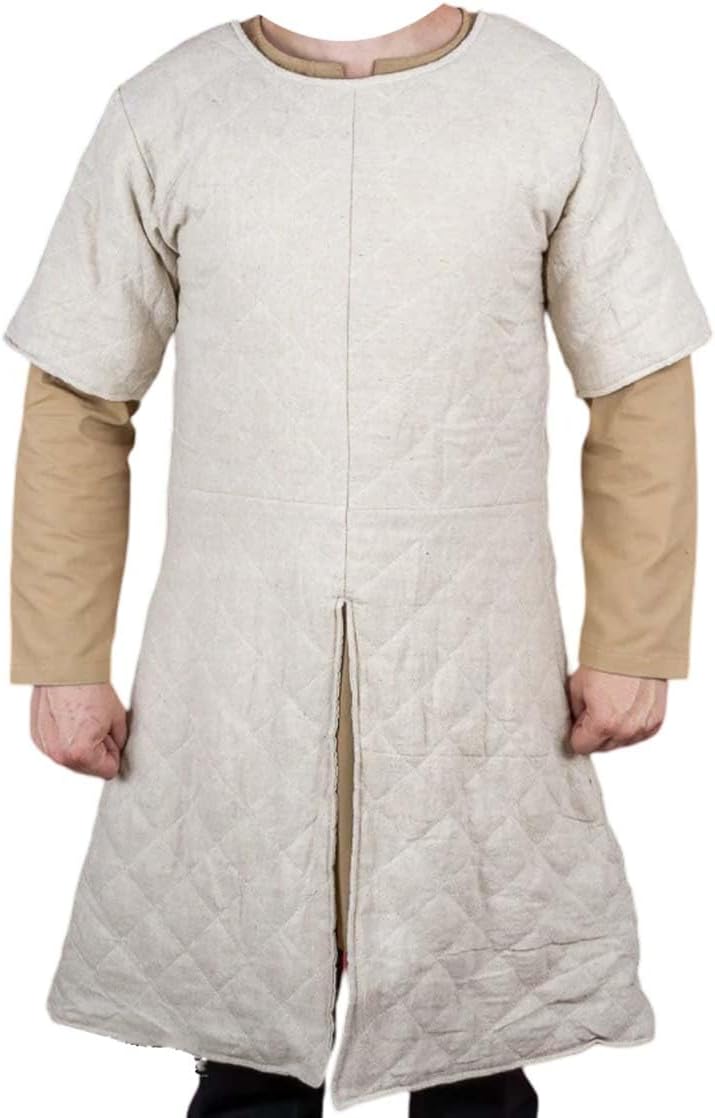 Halloween Gambeson Medieval Thick Padded Jacket Under Armor Coat Cosplay Costumes Short Sleeves Natural Cotton