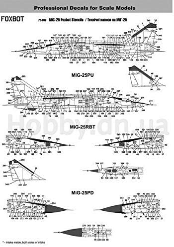 Decals Stencils for MIG-25 1/72 Scale Foxbot 72-038